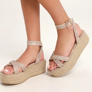 NEW Lulus Beige Espadrille Platform Sandals